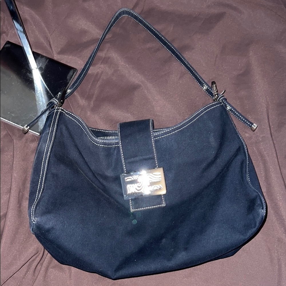 Fendi Navy Blue Fabric Mama Baguette